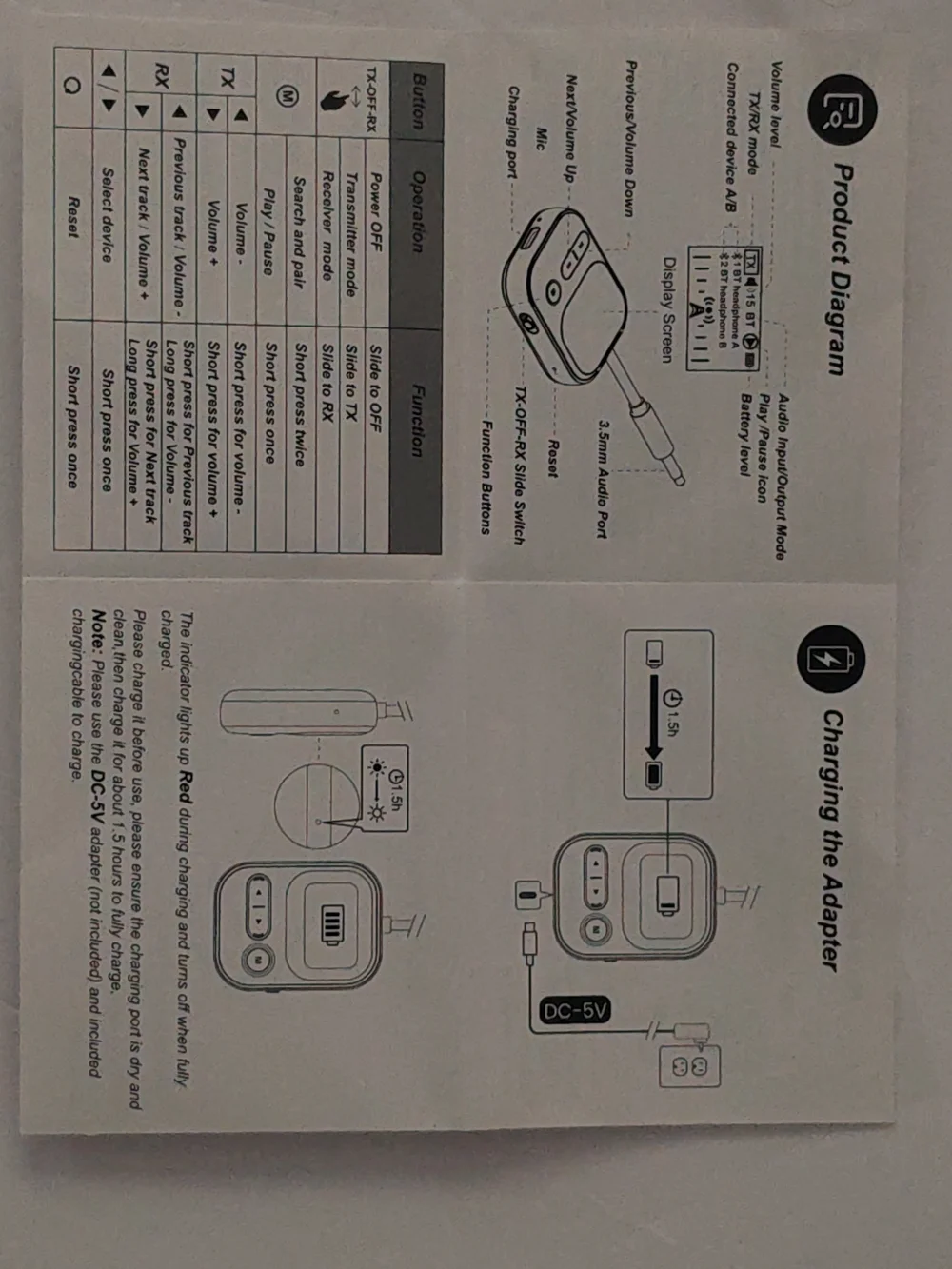 2-in-1 Bluetooth 6.0 Transmitter Receiver, Bluetooth Adapter for Airplane